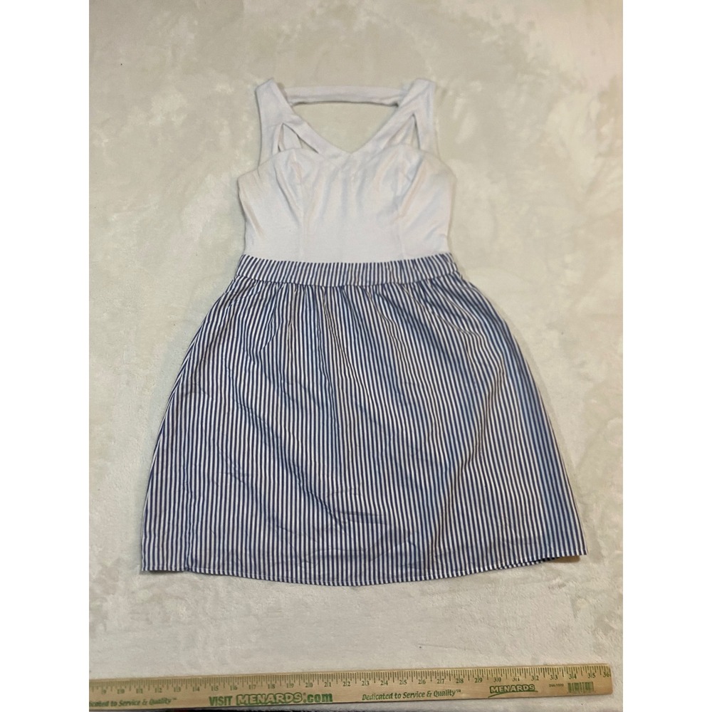 Charlotte Russe Women Blue White Striped Cutout Fit & Flare Dress Size Medium